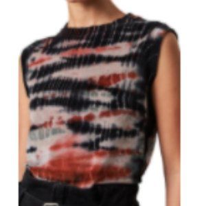 AllSaints Imogen Velvet Tie Dye Tank    INK BLUE/ MULTI, Size 2